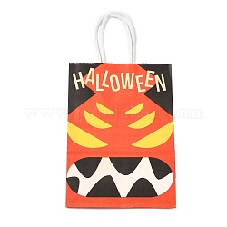 Bolsas de regalo de papel kraft con tema de halloween, bolsas de compra, Rectángulo, colorido, patrón temático de halloween, Producto terminado: 21x14.9x7.9cm