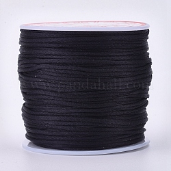 Fils de nylon ronds, pour création de noeud chinois, noir, 1.5mm, à propos 50yards / roll.
