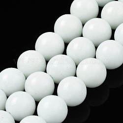 Синтетический светящийся камень круглые бусины пряди, белые, 10 мм, отверстие : 1.2 мм, около 40 шт / нитка, 15.55 дюйм (39.5 см)