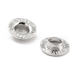 Accessoires pour œillets en argent sterling plaqué rhodium avec 925 œillet, pour la fabrication de sacs, Plat rond avec motif rayé, platine, 0.6x0.2 cm, Trou: 3mm