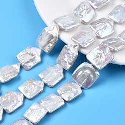Naturales keshi abalorios de perlas hebras, perla cultivada de agua dulce, cuadrado, lavanda, 16.5~32x16~22.5x3.5~9mm, agujero: 0.7 mm, aproximamente 15~20 pcs / cadena, 15.39 pulgada ~ 15.87 pulgadas (39.1~40.3 cm)