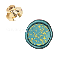 SUPERDANT Wax Seal Stamp Head 25mm Leaves Moon Pattern Stamp Removable Retro Sealing Brass Stamp Head for Envelopes, Greeting Cards, Crafts, Books, Wine Packages