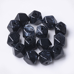 Acryl-Perlen, Nachahmung Edelstein-Stil, Vieleck, Schwarz, 11.5x10x10 mm, Bohrung: 2 mm, ca. 428 Stk. / 500 g