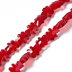 Trasparenti perle di vetro placca fili, sfaccettato, orso, rosso, 8.5x9.5x4mm, Foro: 1 mm, circa 80pcs/filo, 25.20 pollice (64 cm)