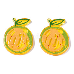 Translucent Acrylic Pendants, 3D Printed, Watermelon, Yellow, 35.5x25.5x3mm, Hole: 1.2mm
