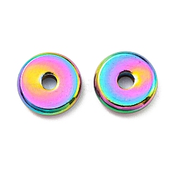 201 perline in acciaio inossidabile, disco, colore arcobaleno, 8.5x2mm, Foro: 1.8 mm