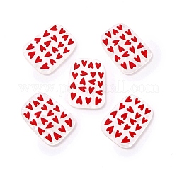 Pendentifs acryliques, avec le coeur, trapèze, rouge, 39.5x29x2.5mm, Trou: 1.6mm