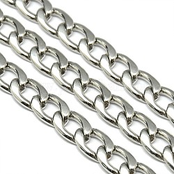 304 Stainess Steel Cuban Link Chains, Curb Chains, Stainless Steel Color, 13x9x2.5mm