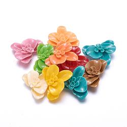 Opaque Resin Cabochons, Flower, Colorful, 35x30x7mm