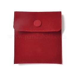 Бархатные мешочки для хранения украшений, прямоугольные сумки для украшений с застежкой-кнопкой, для сережек, хранение колец, красные, 9.65x8.9 см