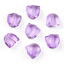 Spray Painted Transparent Glass Beads, Tulip Flower, Medium Orchid, 9x9x5.5mm, Hole: 1mm