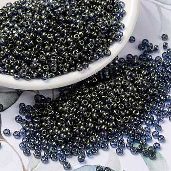 Perline rotonde miyuki rocailles, perline giapponesi, 8/0, (lustro opaco oliva scuro rr2447), 3mm, Foro: 1 mm, circa 422~455pcs/10g