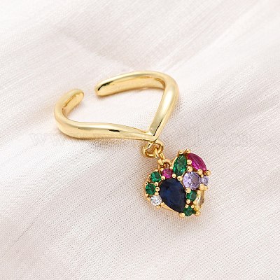 Открытые манжеты из латуни с микропаве и цирконием для женщин RJEW-U057-22B-G-1