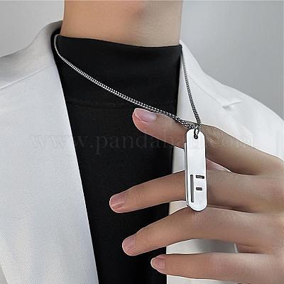 Прямоугольные ожерелья из нержавеющей стали 304 с вырезанными лазером инициалами FS-WG71FEF-10-1