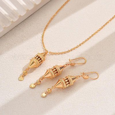 Комплект из геометрических винтажных латунных ожерелий и серег с кисточками для повседневных женских вечеринок NW3044-1