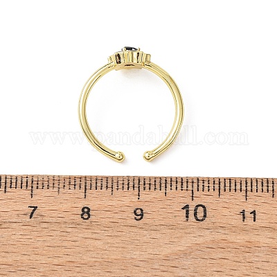 Messing Micro Pave Zirkonia Manschette offene Ringe&nbsp;RJEW-Z126-01G-1