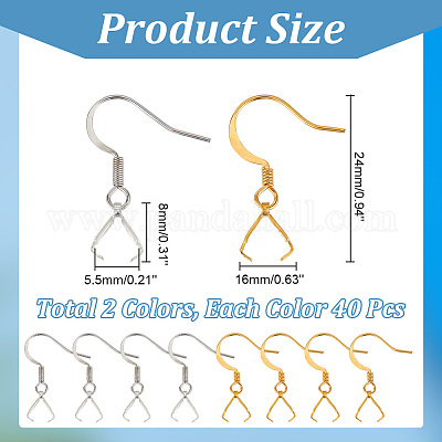 40 пара 2-цветных латунных крючков для сережек EJEW-AB00049-1