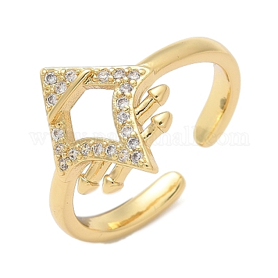 Кольца-манжеты для пальцев с микропаве из прозрачных кубических цирконий из латуни для женщин RJEW-U033-06G-1