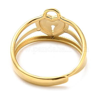 Регулируемое кольцо для навесного замка в форме сердца из нержавеющей стали 304 для женщин RJEW-C016-12G-1