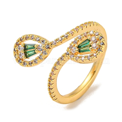 Открытые манжеты из латуни с фианитами RJEW-B052-11G-1