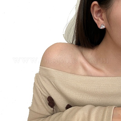 925 серьги-гвоздики из стерлингового серебра с прозрачным кубическим цирконием EJEW-K301-03P-1