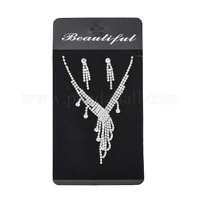 Модный свадебный горный хрусталь ожерелье и серьги стержня комплекты ювелирных изделий X-SJEW-R046-10-1
