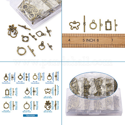 Застежки тоггл в тибетском стиле  TIBE-TA0001-21AB-1