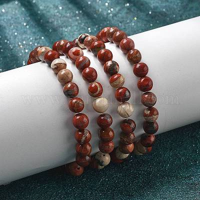 Браслеты из натуральной красной яшмы BJEW-K212-B-012-1