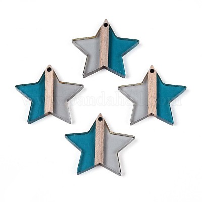 Прозрачные подвески из смолы и дерева RESI-T057-62A-1