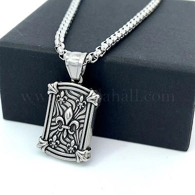 Старинный греческий щит из нержавеющей стали с подвеской в виде геральдической лилии для мужчин PE2451-1