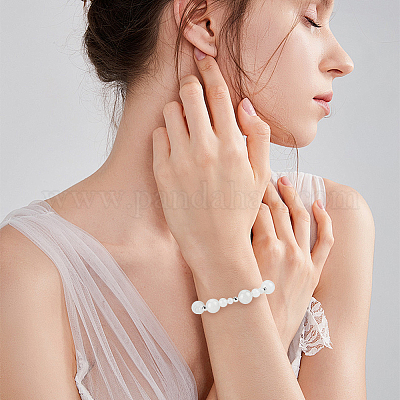 4 нитка 4 стиля круглых бусин из натурального белого нефрита G-NB0005-12-1