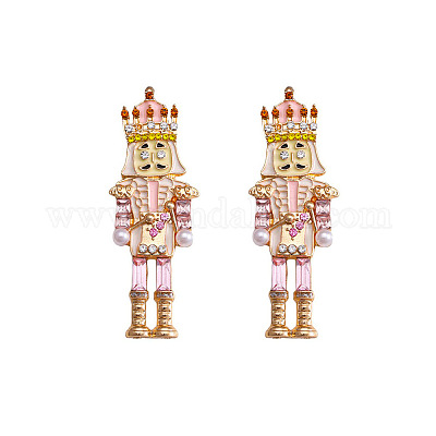 Серьги-гвоздики из сплава с эмалью в форме мультяшного солдата FS-WGA682D-04-1