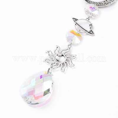 Ab цветное покрытие кристалл каплевидный большой кулон украшения HJEW-G019-03E-1