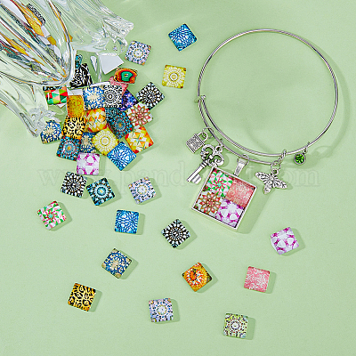 Мозаика напечатаны стеклянные кабошоны GGLA-DC0001-03A-1