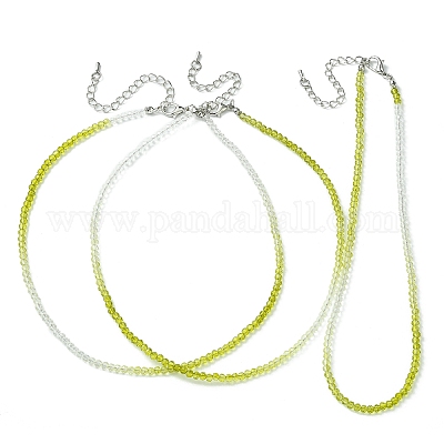 Колье из граненого ронделя из стеклянных бусин для женщин NJEW-M208-01B-1