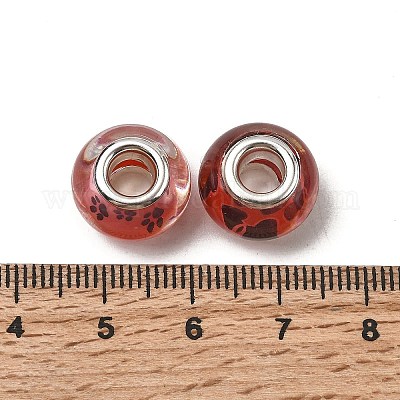 Европейские бусины из прозрачной смолы с печатью RESI-C063-03H-1