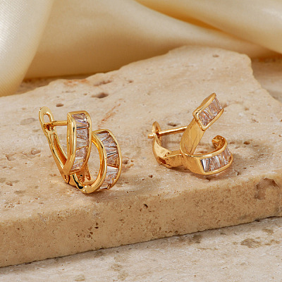 Шикарные витые геометрические серьги-кольца из латуни UU5614-2-1