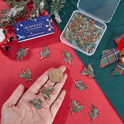 28 шт. 2 стиля позолоченных рождественских эмалевых подвесок из сплава ENAM-SC0005-83-1