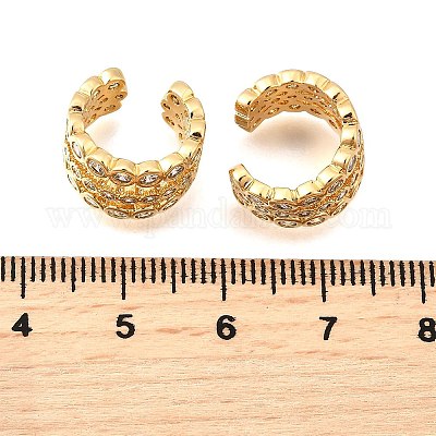 Латунные серьги-манжеты из прозрачного кубического циркония EJEW-F370-38A-G-1