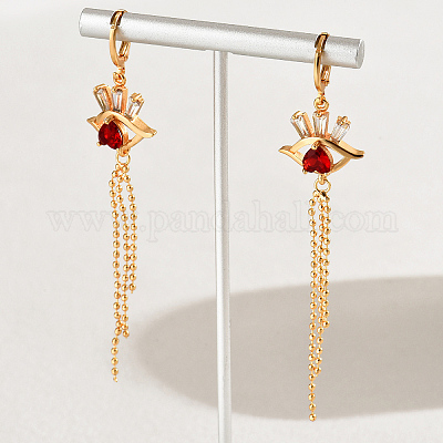 Модные классические серьги-кольца с кисточками из латуни и кубического циркония MP5699-1