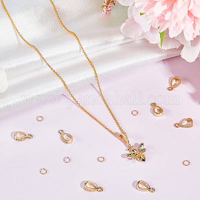 16 шт. латунные каплевидные трубчатые дужки с прозрачным кубическим цирконием KK-BBC0008-61-1