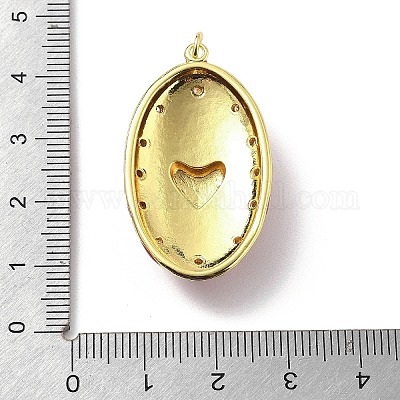 Овальные подвески с сердцем из латуни с микропаве и фианитами KK-Z114-24G-1