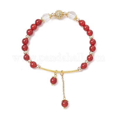 3 шт. браслеты с круглыми бусинами из натурального кварцевого кристалла BJEW-JB11931-1