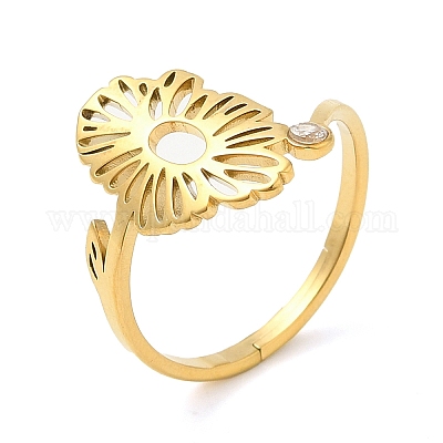 Нержавеющая сталь 304 с регулируемыми кольцами из кубического циркония RJEW-K245-48B-G-1