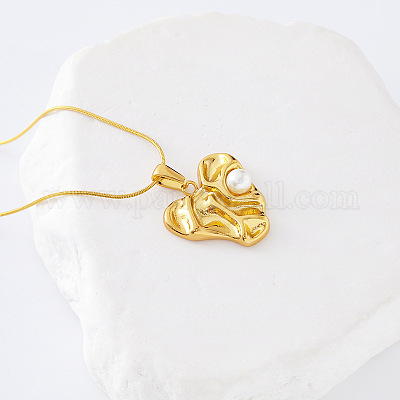 3 шт. ожерелье из нержавеющей стали с текстурированными сердечками и имитацией жемчуга для женщин YT7025-1