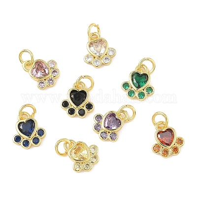 Подвески с отпечатками лап из латуни и кубических цирконий KK-I355-17G-1