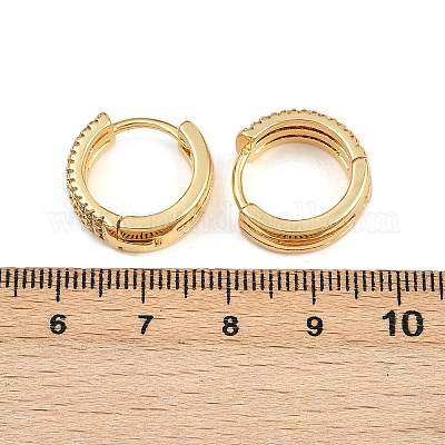 Латунные серьги-кольца из прозрачного кубического циркония EJEW-L275-07G-1