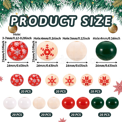 140 шт. В 7 стилях расписные европейские бусины из натурального дерева WOOD-TA0001-65-1