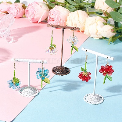 Серьги-подвески в форме цветка из нержавеющей стали 304 EJEW-MZ00461-1