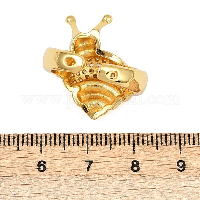 Латунные кольца из манжеты с прозрачным цирконием RJEW-P155-02G-1